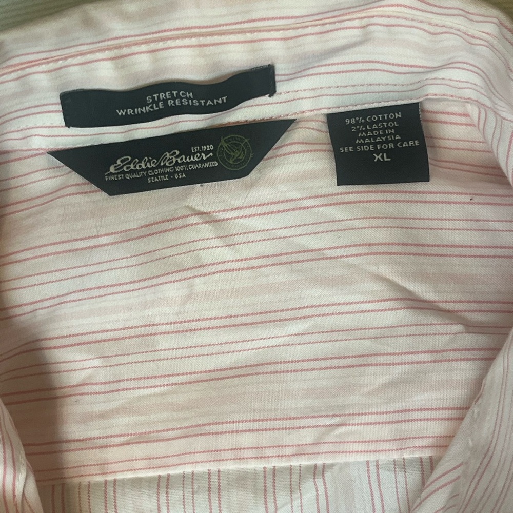 Eddie Bauer Women’s XL Button Down Shirt Bundle Light Green and Pink Stretch - Picture 7 of 10